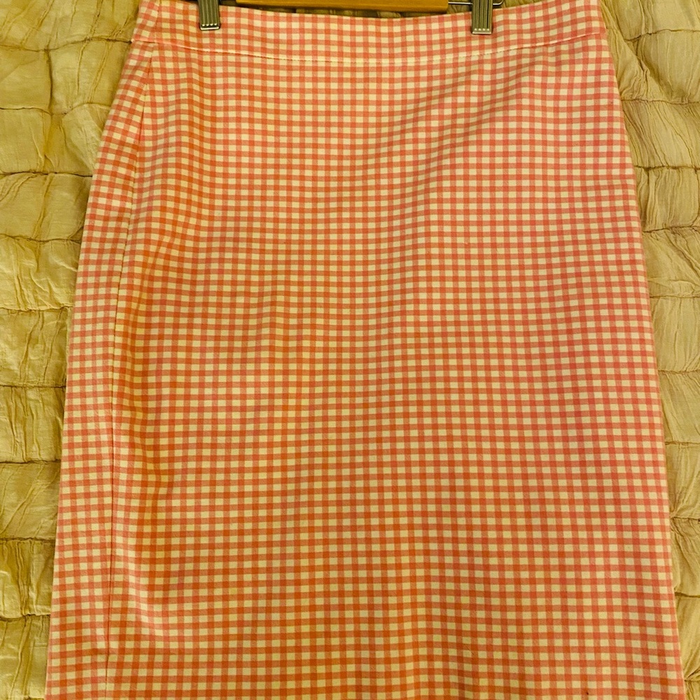 J. Crew Pink and White Gingham Pencil Skirt